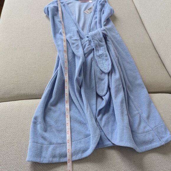NWT La Vie En Rose Blue Lightweight Sleeveless Wrap-up Towel Bath Robe, Size S - Picture 6 of 10